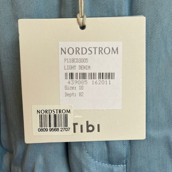 New TIBI High Waisted Wide Leg Chambray Pleated Cropped Pants Size10 - Picture 12 of 13